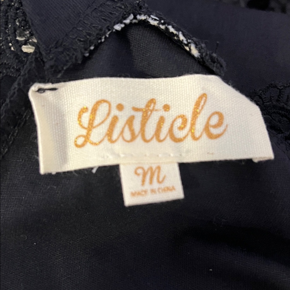 Listicle NWOT Elegant Black Lace Trim Dress 👗 with Adjustable Straps - Picture 7 of 8